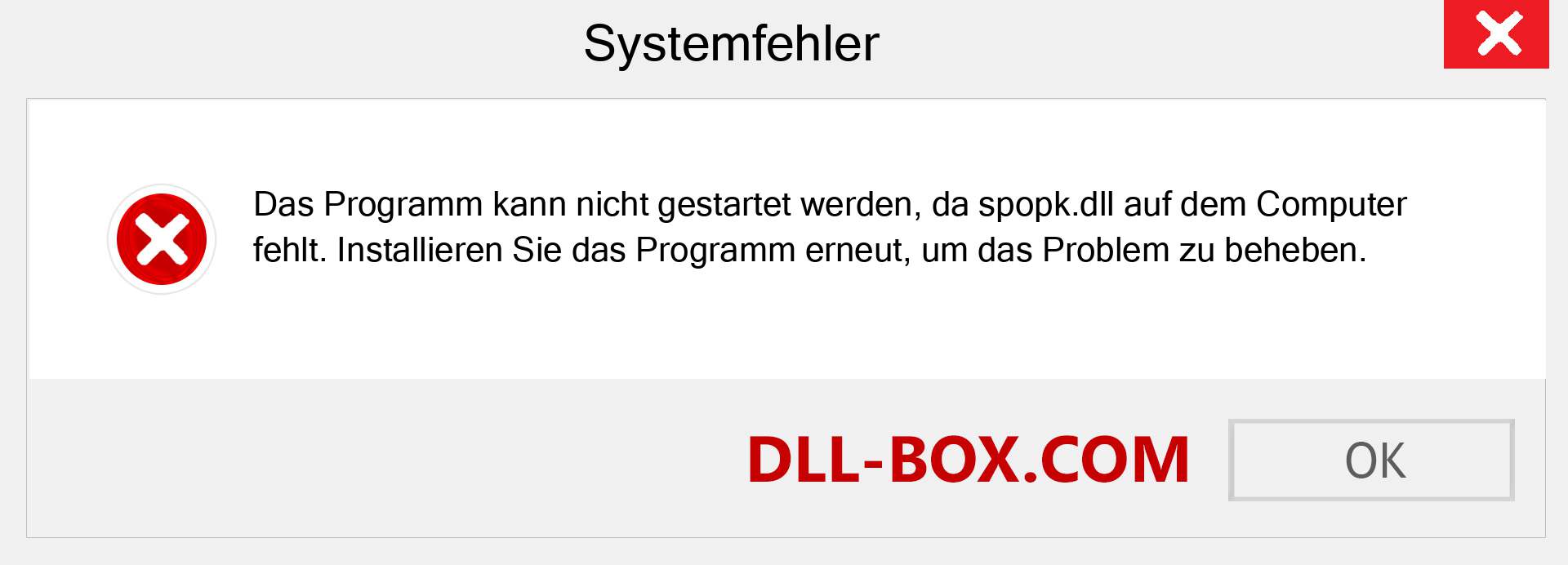 spopk.dll-Datei fehlt?. Download für Windows 7, 8, 10 - Fix spopk dll Missing Error unter Windows, Fotos, Bildern